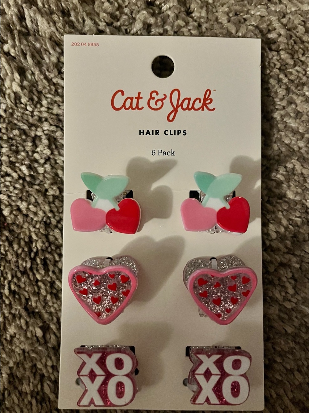 Cat & Jack Pink, Red, Mint 6-Pack Kids Hair Clips